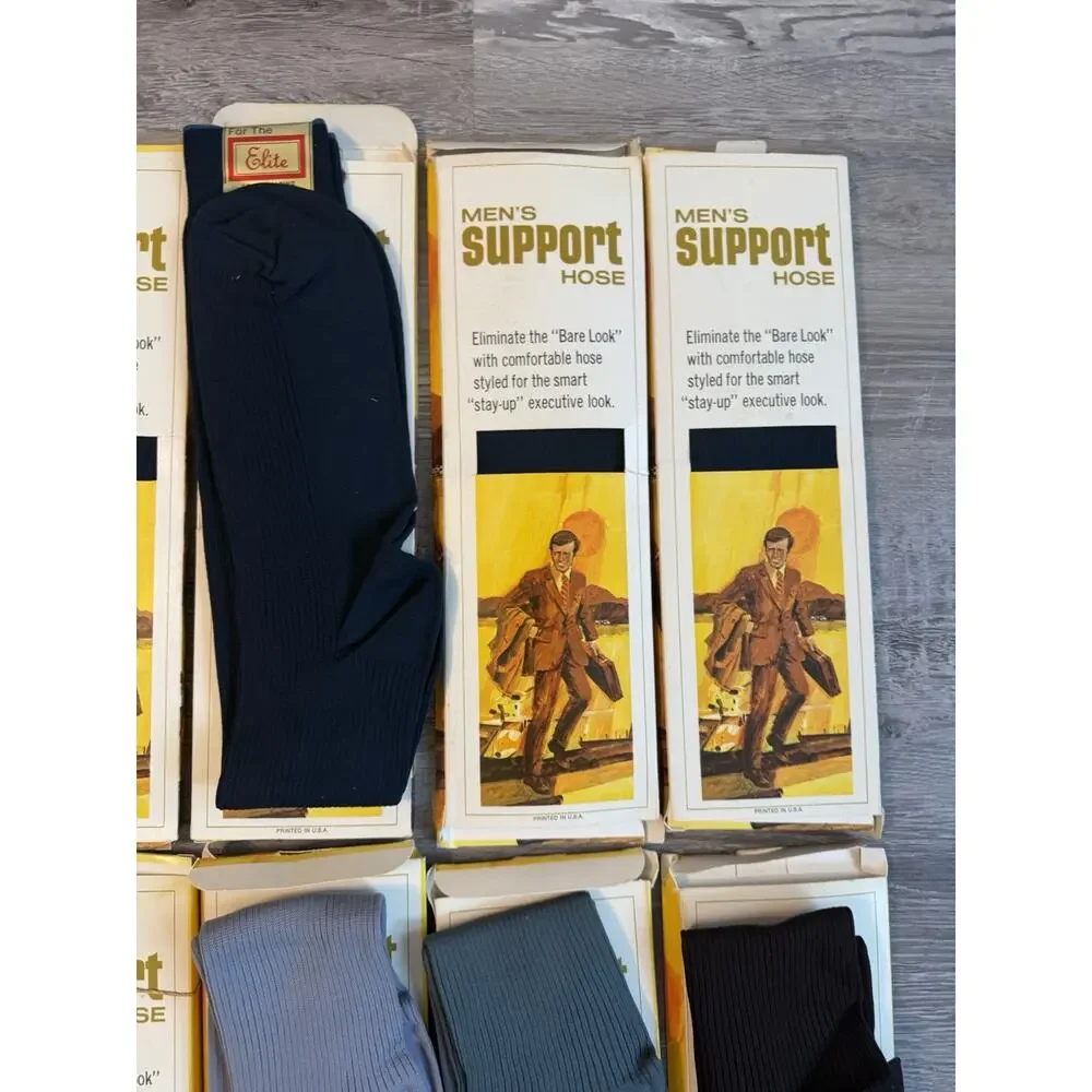 Vintage Men’s Support Hose Lot of 12 NOS New Old Stock Made in USA 70s 80s